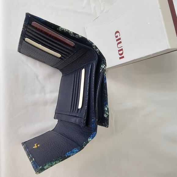 Giudi Italy Blue Snakeskin Leather Wallet Clutch | Vintage 7373 | Made in Italy - Picture 4 of 6